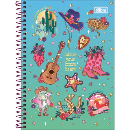 Foto ilustrativa Caderno Espiral Capa Dura 1/4 West Girl 80 Folhas