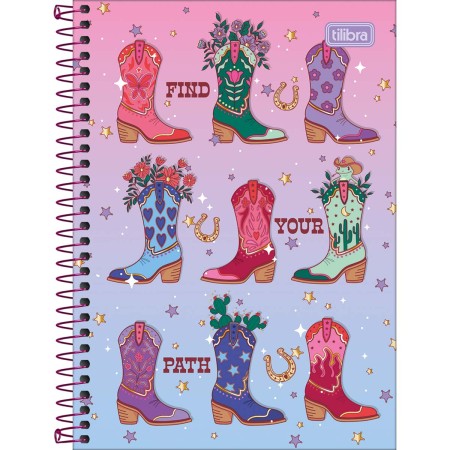 Foto ilustrativa Caderno Espiral Capa Dura 1/4 West Girl 80 Folhas