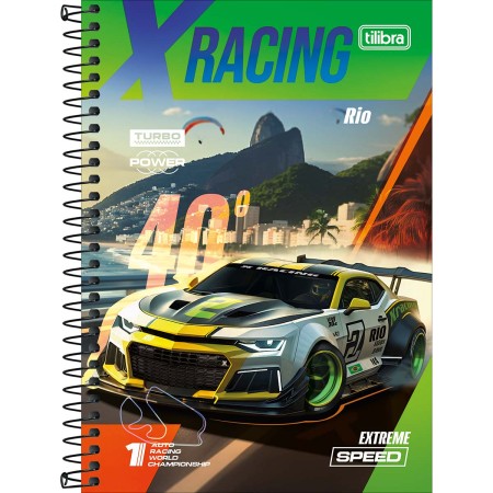 Foto ilustrativa Caderno Espiral Capa Dura 1/4 X-Racing 80 Folhas