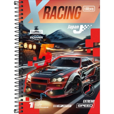 Foto ilustrativa Caderno Espiral Capa Dura 1/4 X-Racing 80 Folhas