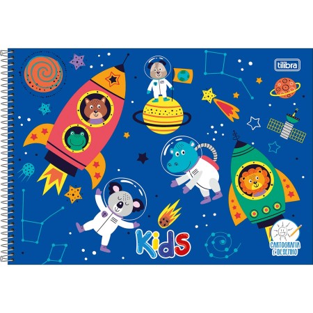 Foto ilustrativa Caderno Espiral Capa Dura Cartografia e Desenho Kids 48 Folhas