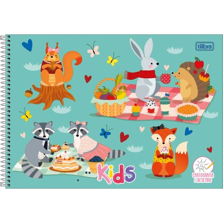 Foto ilustrativa Caderno Espiral Capa Dura Cartografia e Desenho Kids Feminino 96 Folhas