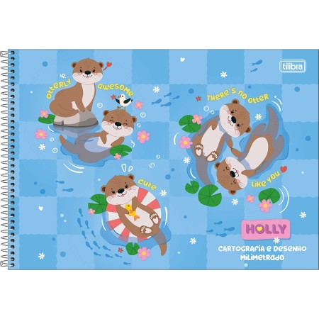 Foto ilustrativa Caderno Espiral Capa Dura Cartografia e Desenho Milimetrado Holly 80 Folhas