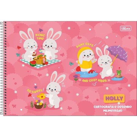 Foto ilustrativa Caderno Espiral Capa Dura Cartografia e Desenho Milimetrado Holly 80 Folhas