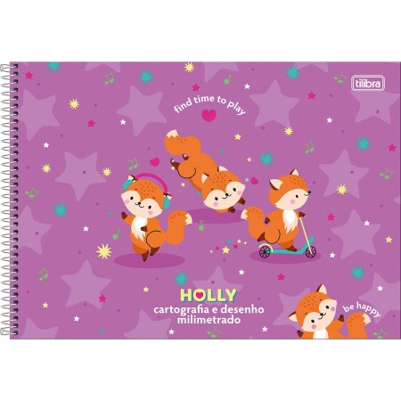 Foto ilustrativa Caderno Espiral Capa Dura Cartografia e Desenho Milimetrado Holly 80 Folhas