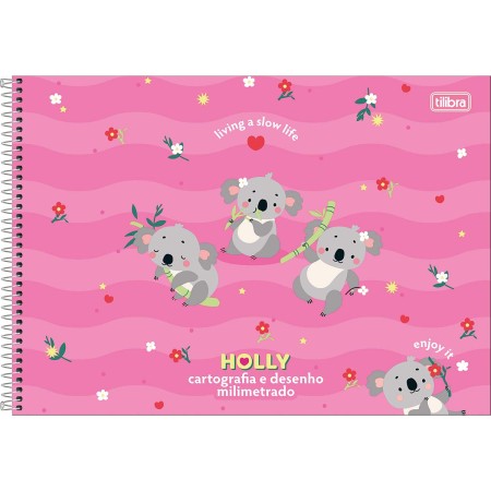 Foto ilustrativa Caderno Espiral Capa Dura Cartografia e Desenho Milimetrado Holly 80 Folhas