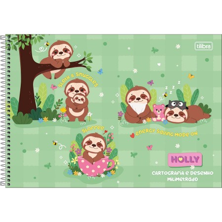 Foto ilustrativa Caderno Espiral Capa Dura Cartografia e Desenho Milimetrado Holly 80 Folhas