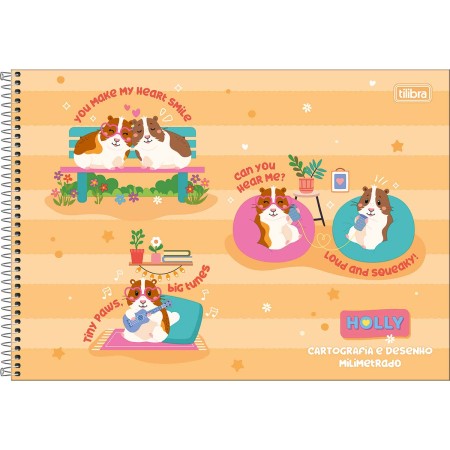 Foto ilustrativa Caderno Espiral Capa Dura Cartografia e Desenho Milimetrado Holly 80 Folhas
