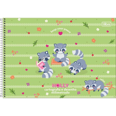 Foto ilustrativa Caderno Espiral Capa Dura Cartografia e Desenho Milimetrado Holly 80 Folhas