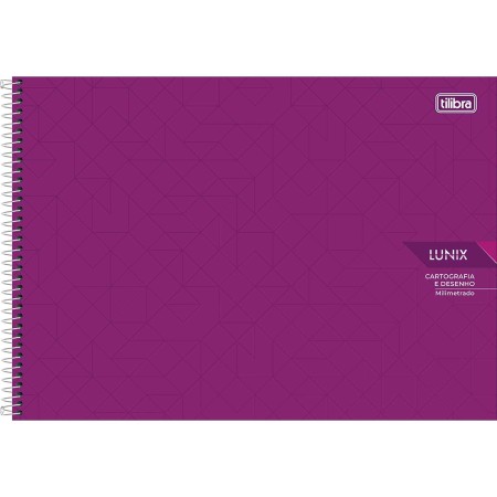 Foto ilustrativa Caderno Espiral Capa Dura Cartografia e Desenho Milimetrado Lunix 60 Folhas