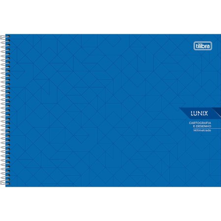Foto ilustrativa Caderno Espiral Capa Dura Cartografia e Desenho Milimetrado Lunix 60 Folhas
