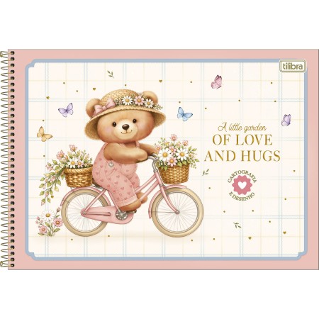 Foto ilustrativa Caderno Espiral Capa Dura Cartografia Love Bears 80 Folhas
