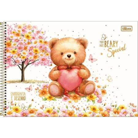 Foto ilustrativa Caderno Espiral Capa Dura Cartografia Love Bears 80 Folhas