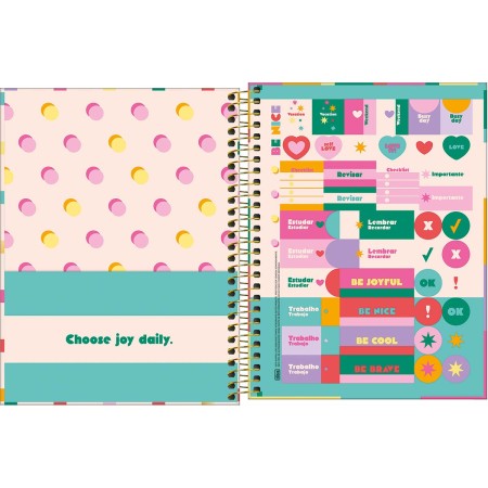 Foto ilustrativa Caderno Espiral Capa Dura Colegial 1 Matéria Be Nice 80 Folhas