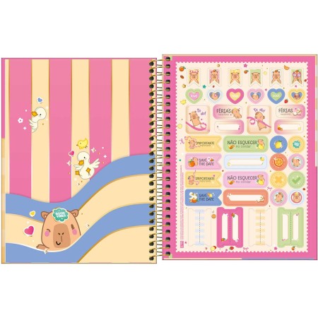 Foto ilustrativa Caderno Espiral Capa Dura Colegial 1 Matéria Capyclub 60 Folhas