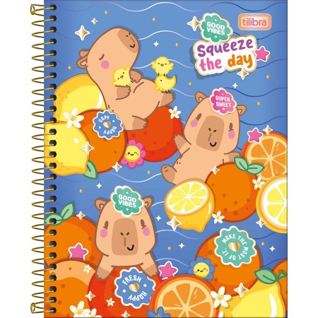 Foto ilustrativa Caderno Espiral Capa Dura Colegial 1 Matéria Capyclub 60 Folhas