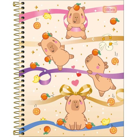 Foto ilustrativa Caderno Espiral Capa Dura Colegial 1 Matéria Capyclub 60 Folhas