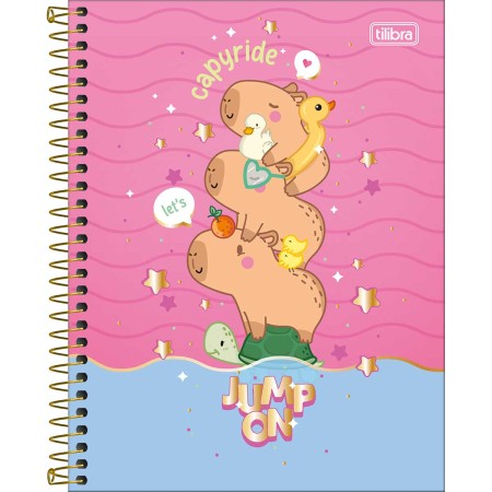 Foto ilustrativa Caderno Espiral Capa Dura Colegial 1 Matéria Capyclub 60 Folhas