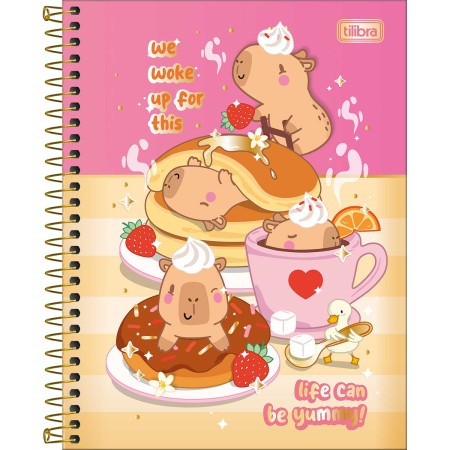 Foto ilustrativa Caderno Espiral Capa Dura Colegial 1 Matéria Capyclub 60 Folhas