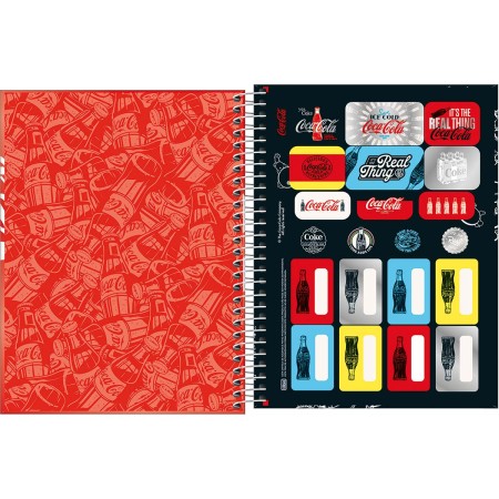 Foto ilustrativa Caderno Espiral Capa Dura Colegial 1 Matéria Coca-Cola 80 Folhas