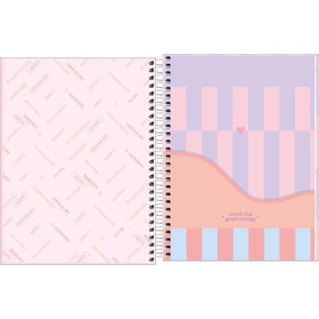 Foto ilustrativa Caderno Espiral Capa Dura Colegial 1 Matéria Happy 80 Folhas