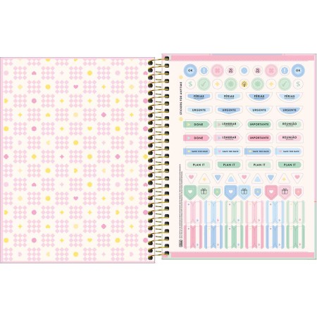 Foto ilustrativa Caderno Espiral Capa Dura Colegial 1 Matéria Happy 80 Folhas