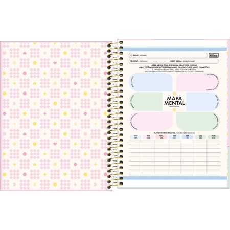 Foto ilustrativa Caderno Espiral Capa Dura Colegial 1 Matéria Happy 80 Folhas