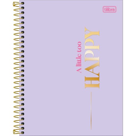 Foto ilustrativa Caderno Espiral Capa Dura Colegial 1 Matéria Happy 80 Folhas