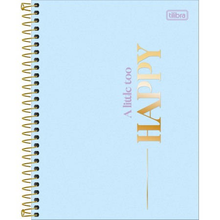 Foto ilustrativa Caderno Espiral Capa Dura Colegial 1 Matéria Happy 80 Folhas