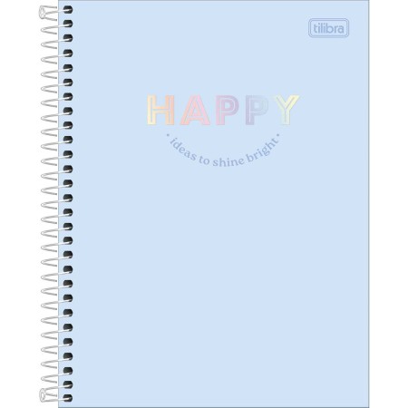 Foto ilustrativa Caderno Espiral Capa Dura Colegial 1 Matéria Happy 80 Folhas