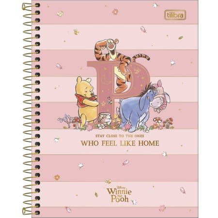 Foto ilustrativa Caderno Espiral Capa Dura Colegial 1 Matéria Pooh 80 Folhas
