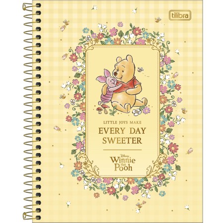 Foto ilustrativa Caderno Espiral Capa Dura Colegial 1 Matéria Pooh 80 Folhas