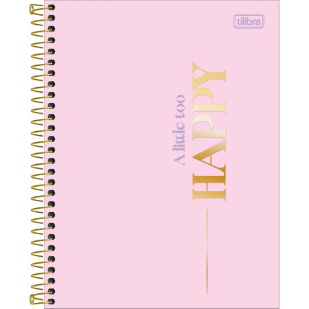 Foto ilustrativa Caderno Espiral Capa Dura Colegial 10 Matérias Happy 160 Folhas