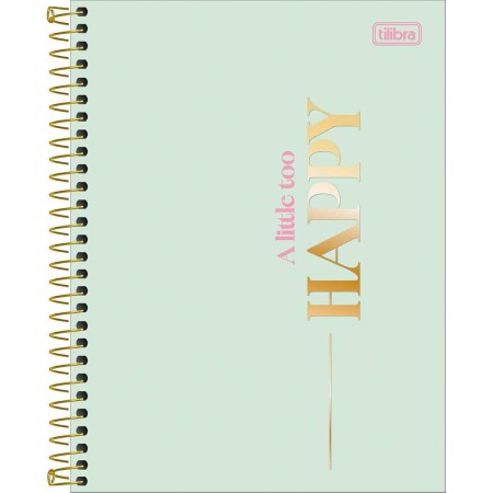 Foto ilustrativa Caderno Espiral Capa Dura Colegial 10 Matérias Happy 160 Folhas
