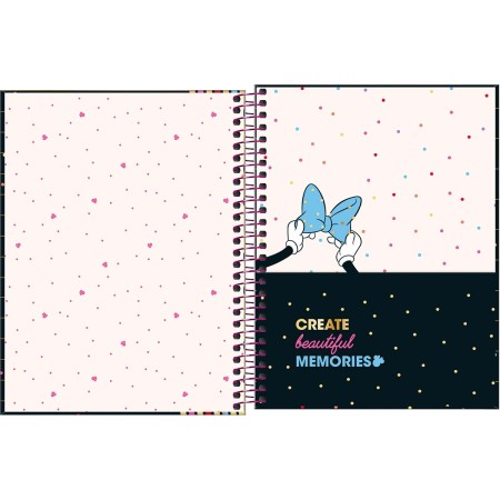 Foto ilustrativa Caderno Espiral Capa Dura Colegial 10 Matérias Minnie 160 Folhas