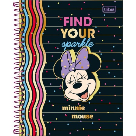 Foto ilustrativa Caderno Espiral Capa Dura Colegial 10 Matérias Minnie 160 Folhas
