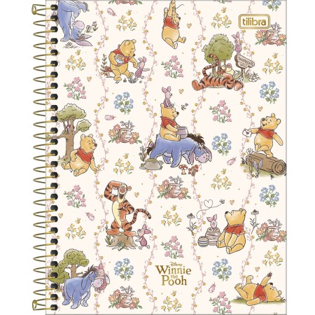 Foto ilustrativa Caderno Espiral Capa Dura Colegial 10 Matérias Pooh 160 Folhas
