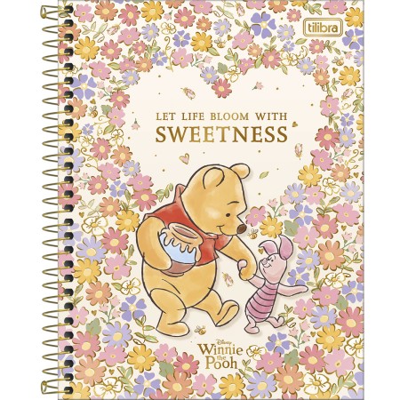 Foto ilustrativa Caderno Espiral Capa Dura Colegial 10 Matérias Pooh 160 Folhas