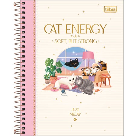Foto ilustrativa Caderno Espiral Capa Dura Colegial 10 Matérias Puurfect Cats 120 Folhas