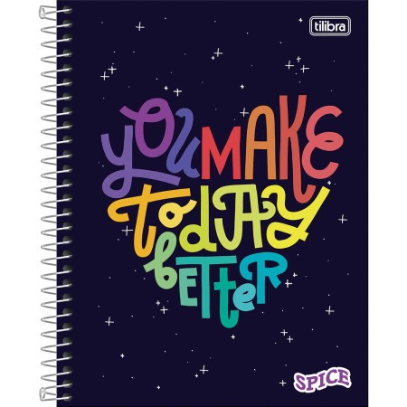 Foto ilustrativa Caderno Espiral Capa Dura Colegial 10 Matérias Spice 160 Folhas