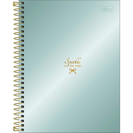 Foto ilustrativa Caderno Espiral Capa Dura Colegial 10 Matérias West Village Metalizado 160 Folhas