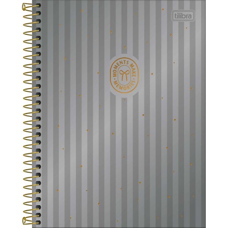 Foto ilustrativa Caderno Espiral Capa Dura Colegial 10 Matérias West Village Metalizado 160 Folhas