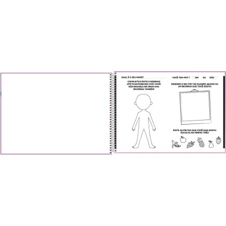 Foto ilustrativa Caderno Espiral Capa Dura Meia Pauta Kids Feminino 40 Folhas