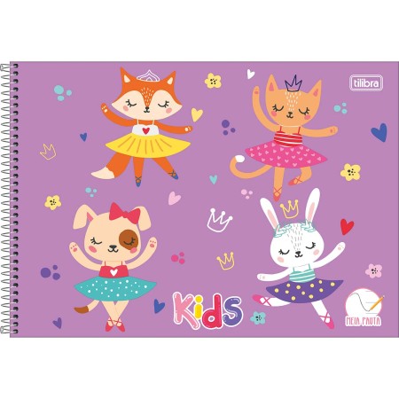 Foto ilustrativa Caderno Espiral Capa Dura Meia Pauta Kids Feminino 40 Folhas