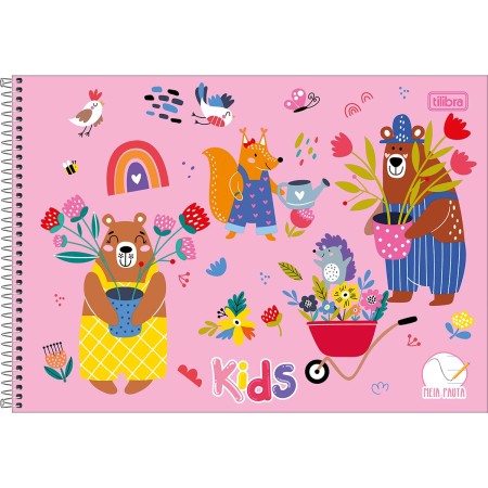 Foto ilustrativa Caderno Espiral Capa Dura Meia Pauta Kids Feminino 40 Folhas