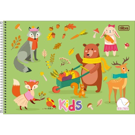 Foto ilustrativa Caderno Espiral Capa Dura Meia Pauta Kids Feminino 40 Folhas