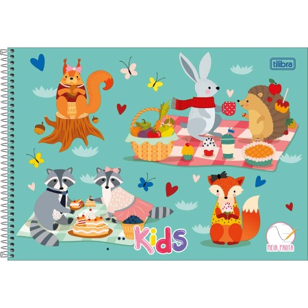 Foto ilustrativa Caderno Espiral Capa Dura Meia Pauta Kids Feminino 40 Folhas