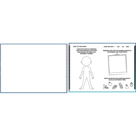 Foto ilustrativa Caderno Espiral Capa Dura Meia Pauta Kids Masculino 40 Folhas