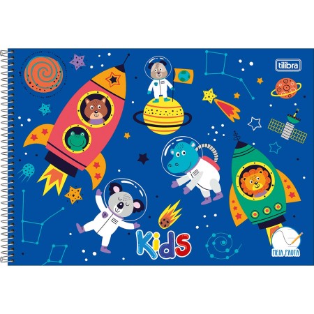 Foto ilustrativa Caderno Espiral Capa Dura Meia Pauta Kids Masculino 40 Folhas