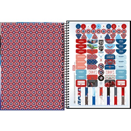 Foto ilustrativa Caderno Espiral Capa Dura Universitário 1 Matéria Capitão América 80 Folhas
